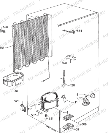 Взрыв-схема холодильника Zoppas PTD290W - Схема узла Cooling system 017